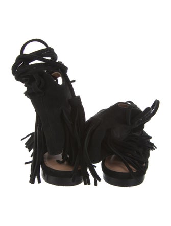 Sigerson Morrison Suede Tassel Accents Gladiator Sandals