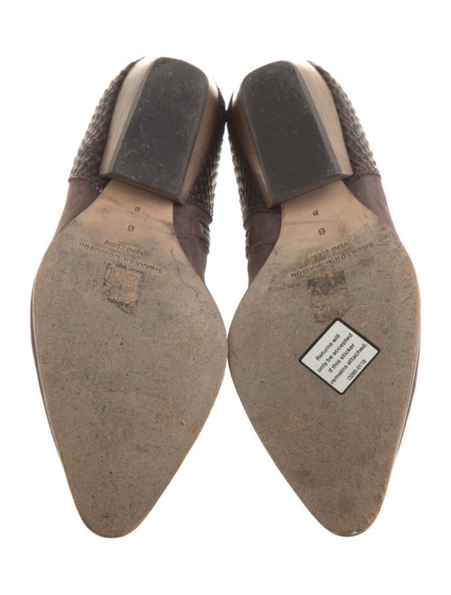 Sigerson Morrison Nubuck Leather Trim Embellishment Chelsea Boots