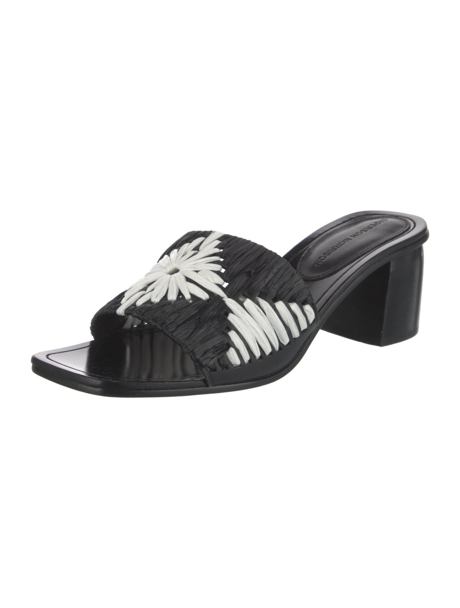 Sigerson Morrison Straw Floral Print Slides