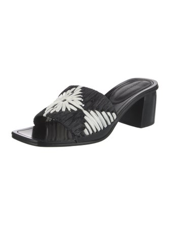 Sigerson Morrison Straw Floral Print Slides