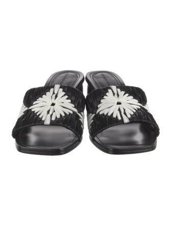 Sigerson Morrison Straw Floral Print Slides