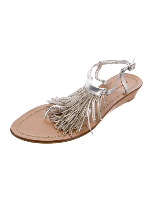Sigerson Morrison Leather Fringe Trim Accent Sandals