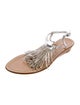 Sigerson Morrison Leather Fringe Trim Accent Sandals