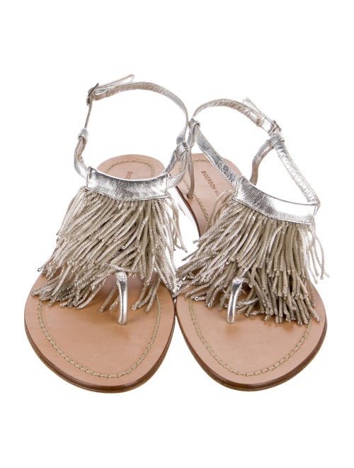 Sigerson Morrison Leather Fringe Trim Accent Sandals