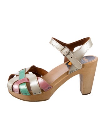 Swedish Hasbeens Leather Printed Sandals