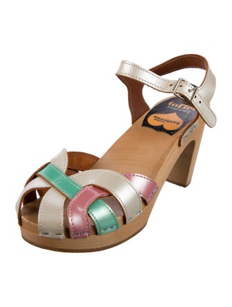 Swedish Hasbeens Leather Printed Sandals