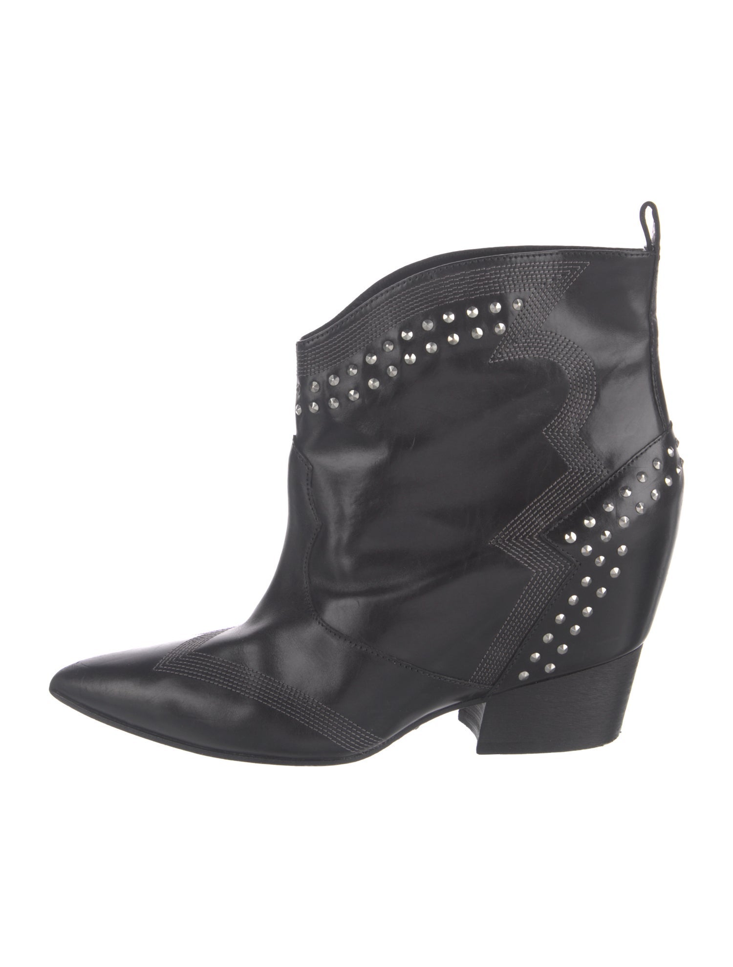 Sigerson Morrison Leather Studded Accents Western Boots