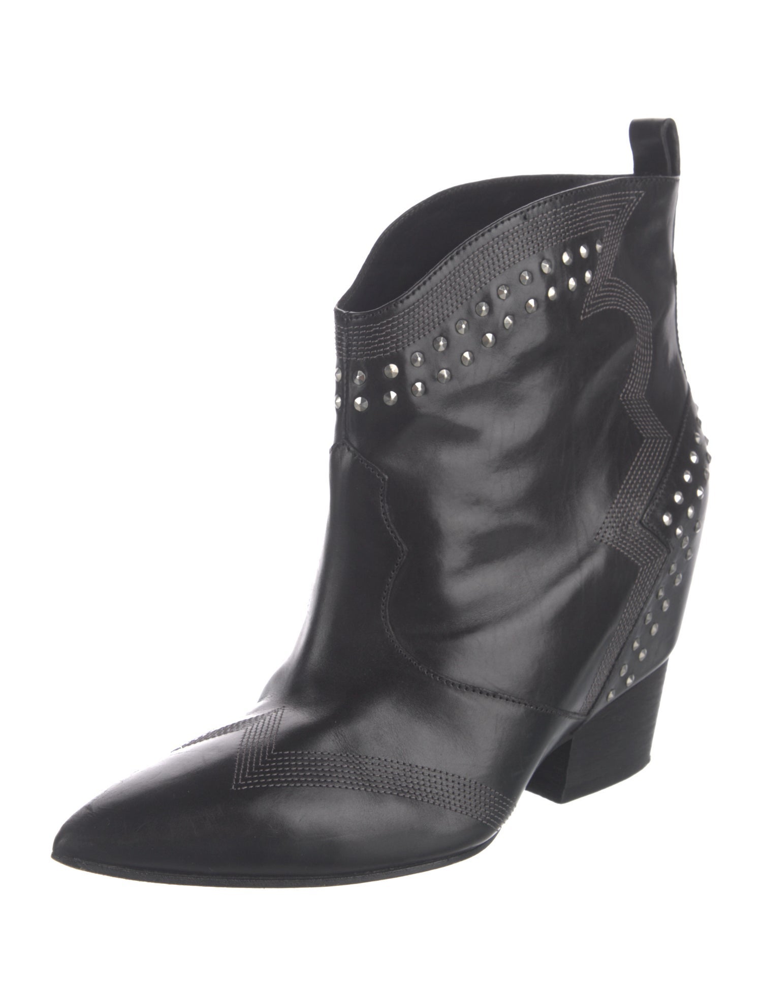 Sigerson Morrison Leather Studded Accents Western Boots