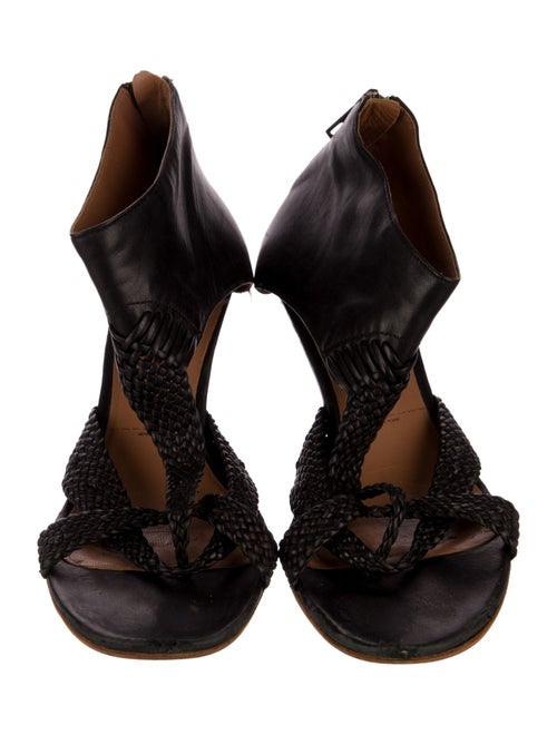 Sigerson Morrison Leather Animal Print T-Strap Sandals