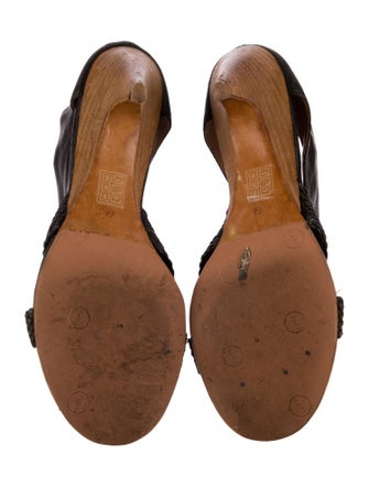 Sigerson Morrison Leather Animal Print T-Strap Sandals