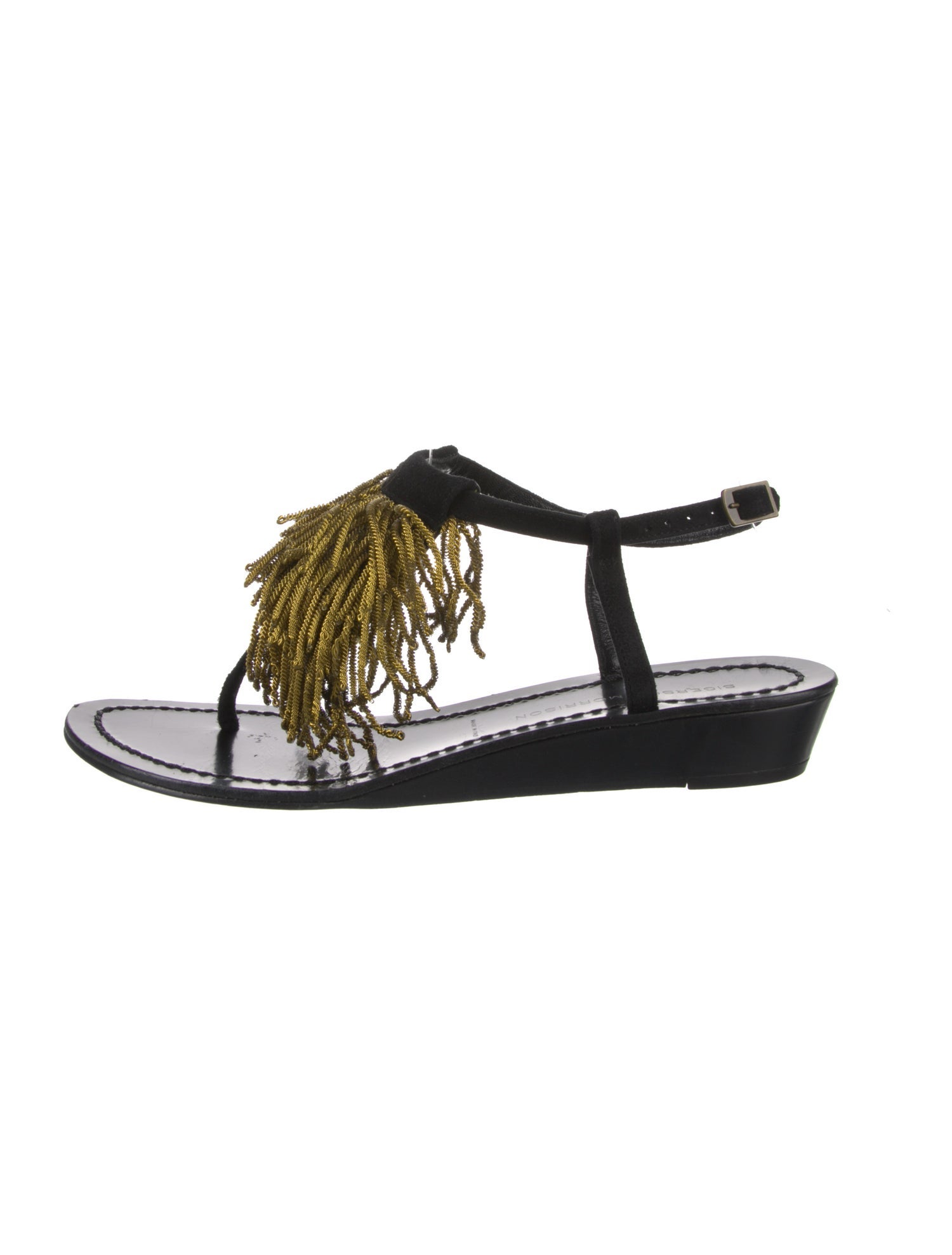 Sigerson Morrison Leather Fringe Trim Accent Slingback Sandals