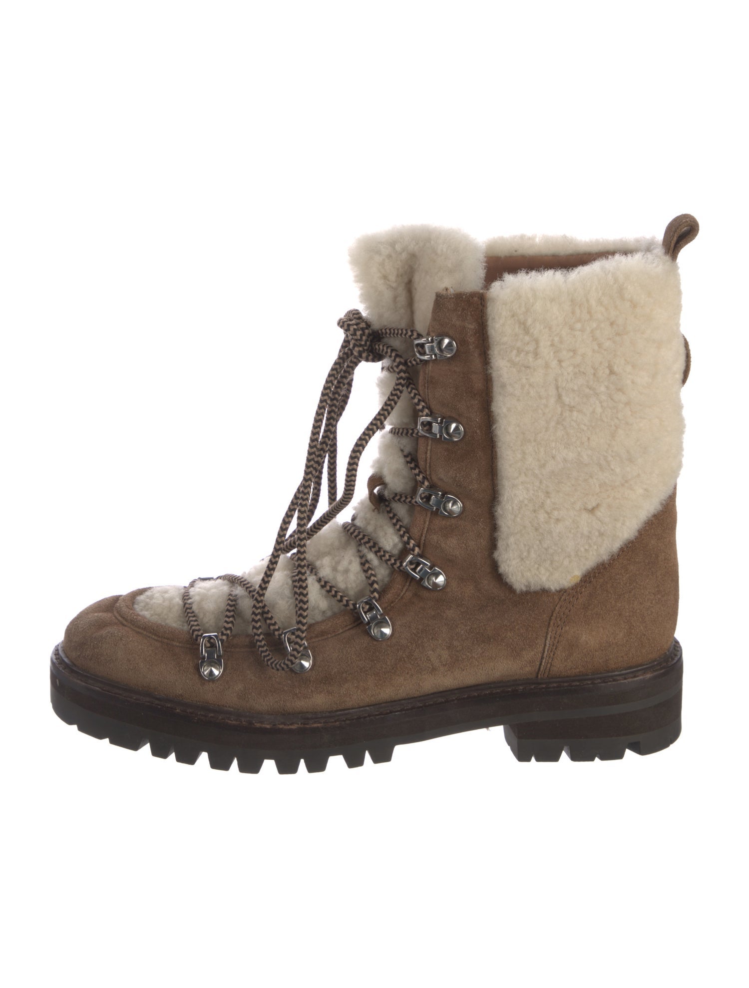Sigerson Morrison Suede Faux Fur Trim Combat Boots