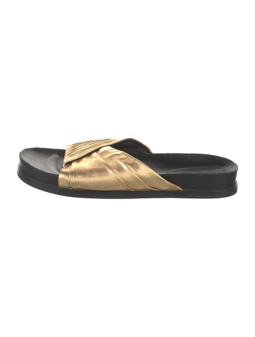 Sigerson Morrison Leather Pleated Accents Slides