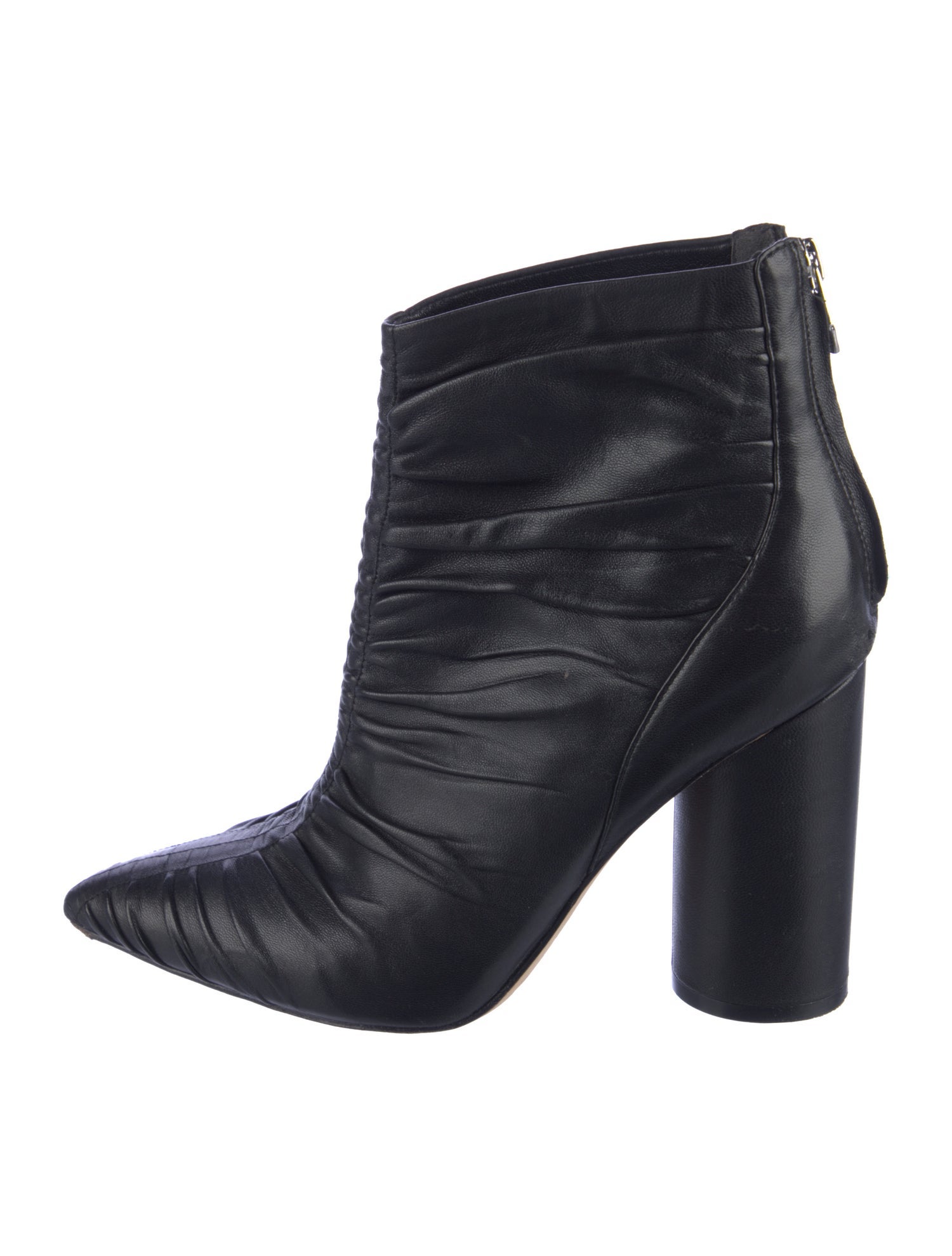 Sigerson Morrison Leather Pleated Accents Boots