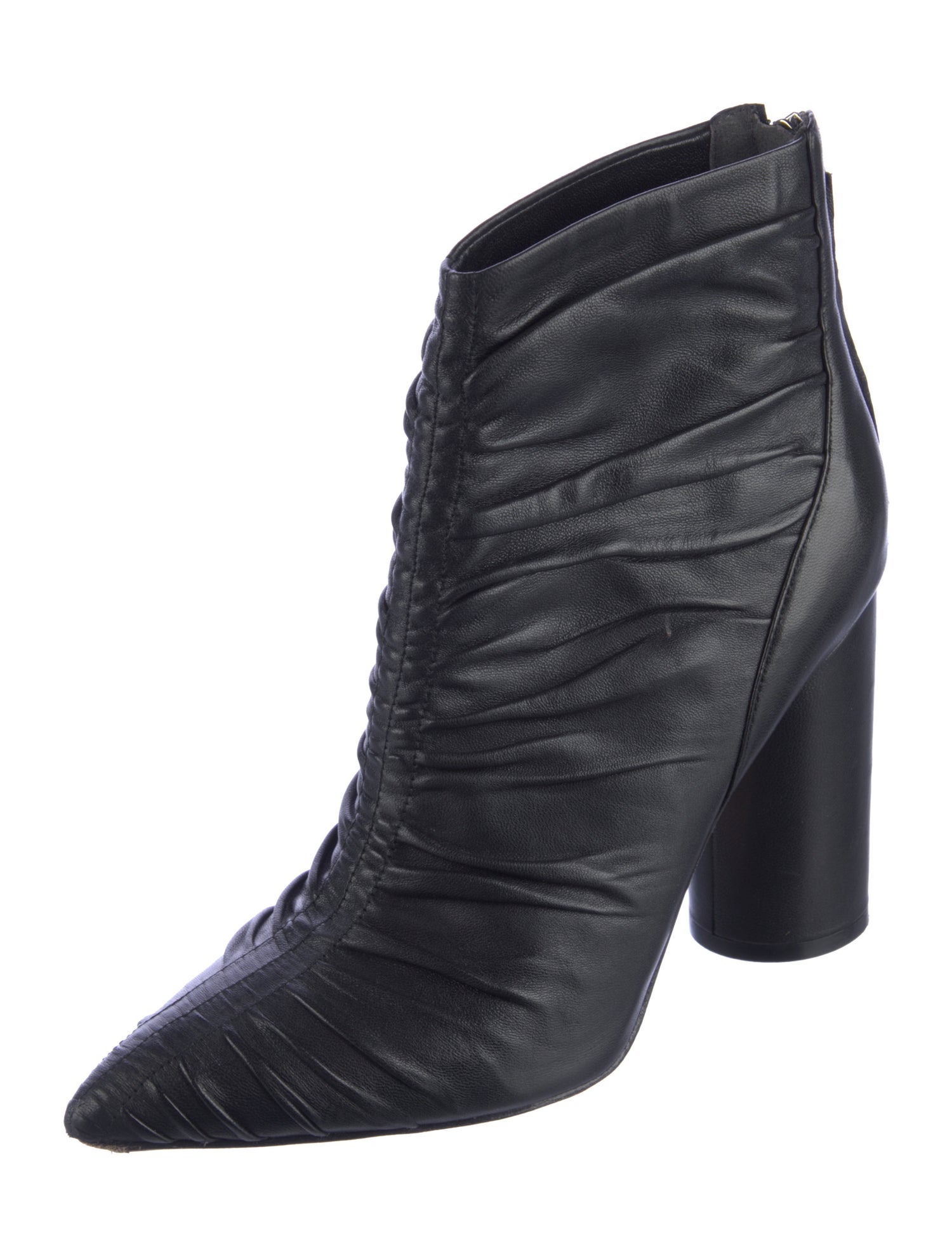 Sigerson Morrison Leather Pleated Accents Boots