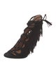 Sigerson Morrison Suede Fringe Trim Accent Gladiator Sandals