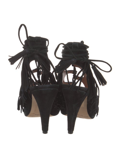 Sigerson Morrison Suede Fringe Trim Accent Gladiator Sandals