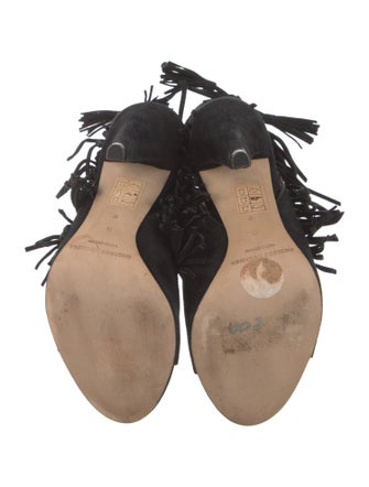 Sigerson Morrison Suede Fringe Trim Accent Gladiator Sandals