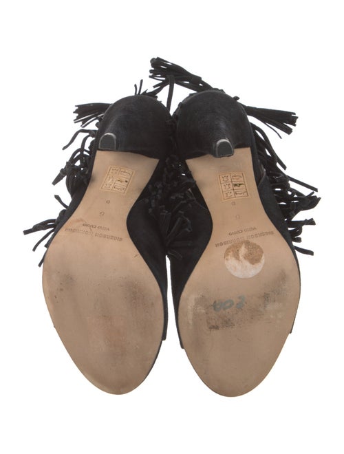 Sigerson Morrison Suede Fringe Trim Accent Gladiator Sandals