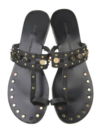 Sigerson Morrison Leather Studded Accents Slides