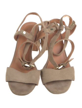 Sigerson Morrison Suede Leather Trim Embellishment Sandals