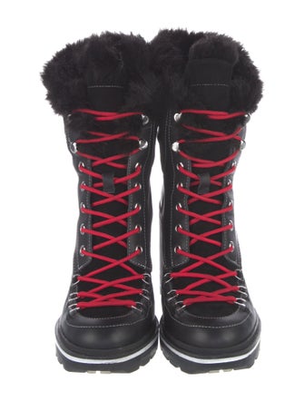 Sigerson Morrison Leather Faux Fur Trim Combat Boots