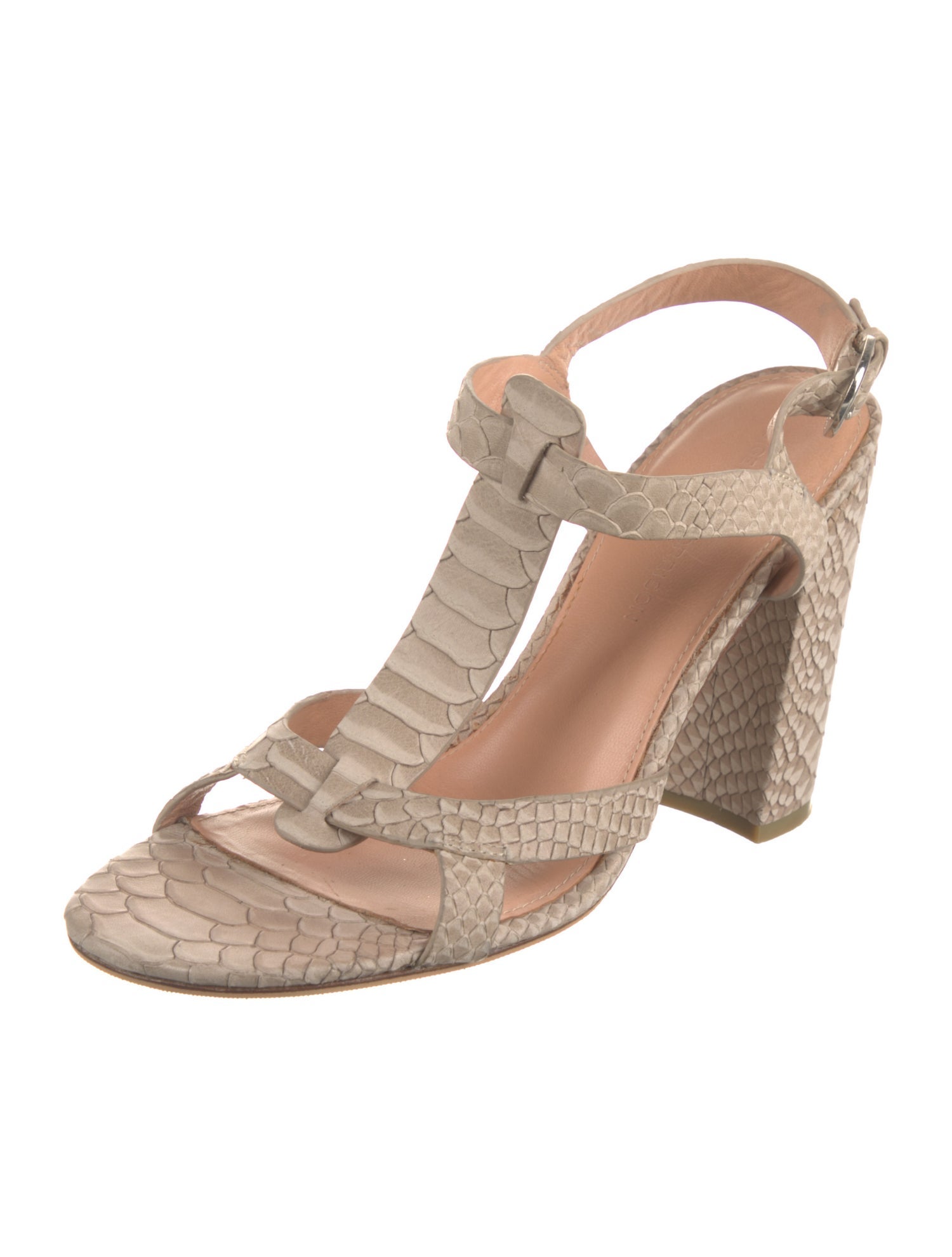 Sigerson Morrison Leather Animal Print T-Strap Sandals