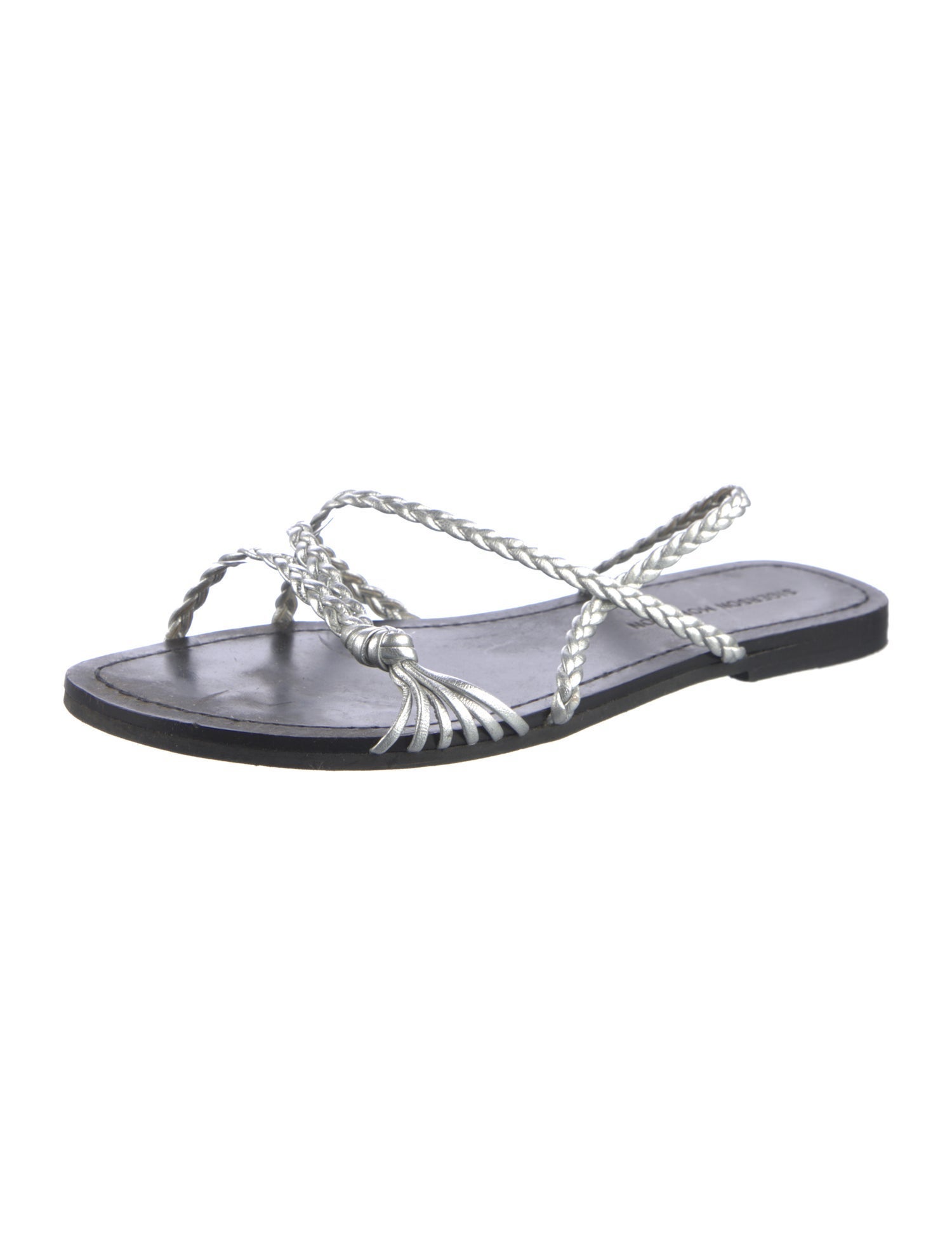 Sigerson Morrison Leather Braided Accents Slides