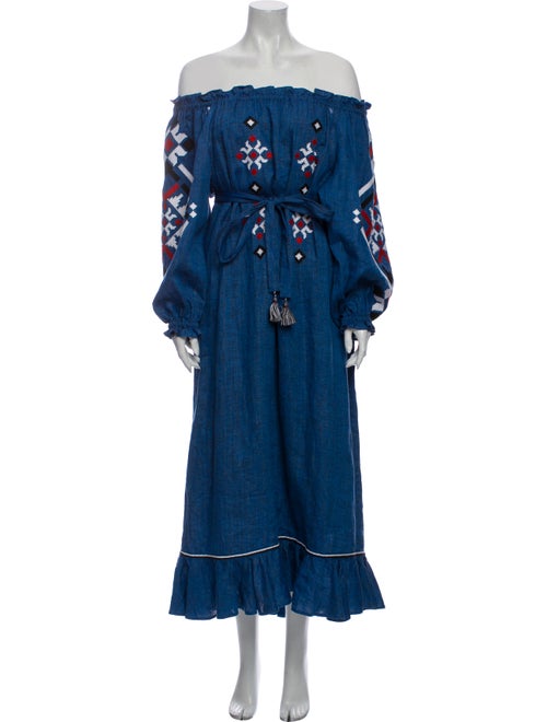 Sleeping Gypsy Linen Long Dress Blue