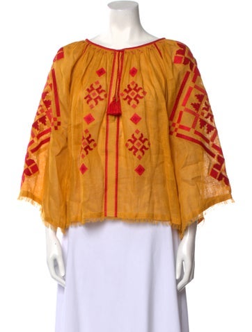 Sleeping Gypsy Tops Silk Printed Blouse XL