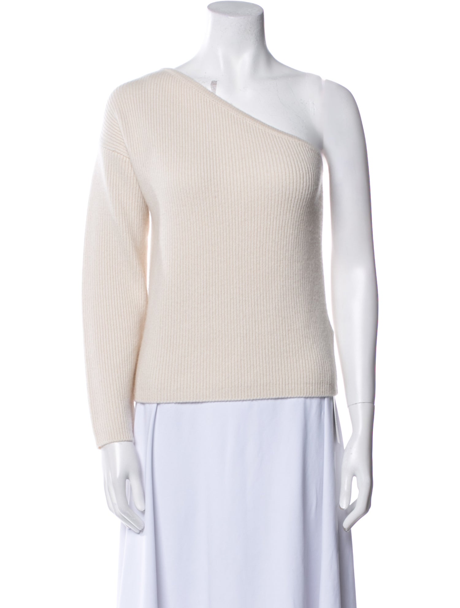 Soft Goat Cashmere One-Shoulder Sweater