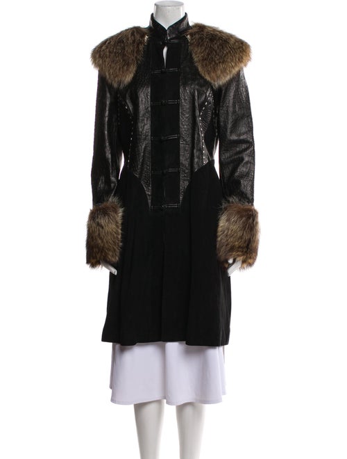 Shanghai Tang Leather Faux Fur Coat