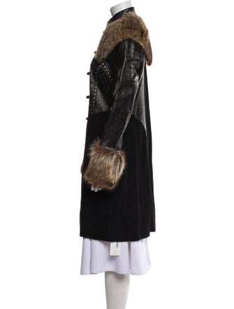 Shanghai Tang Leather Faux Fur Coat
