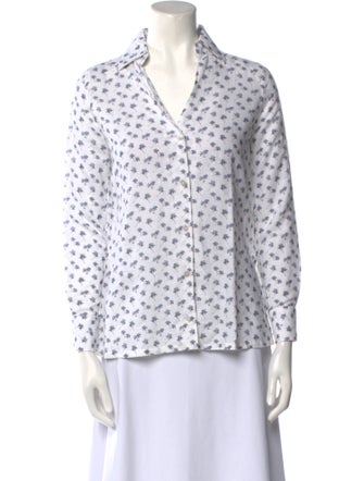 Sharis Place Private Label Linen Printed Button-Up Top