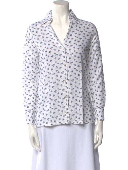 Sharis Place Private Label Linen Printed Button-Up Top