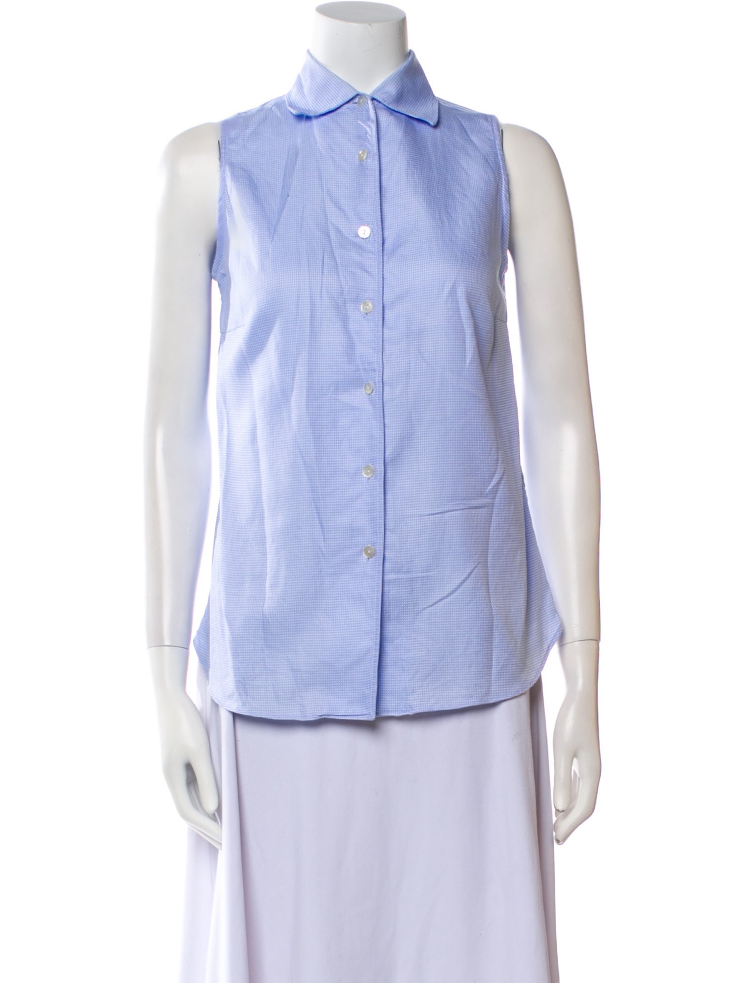 Sharis Place Private Label Houndstooth Print Sleeveless Button-Up Top