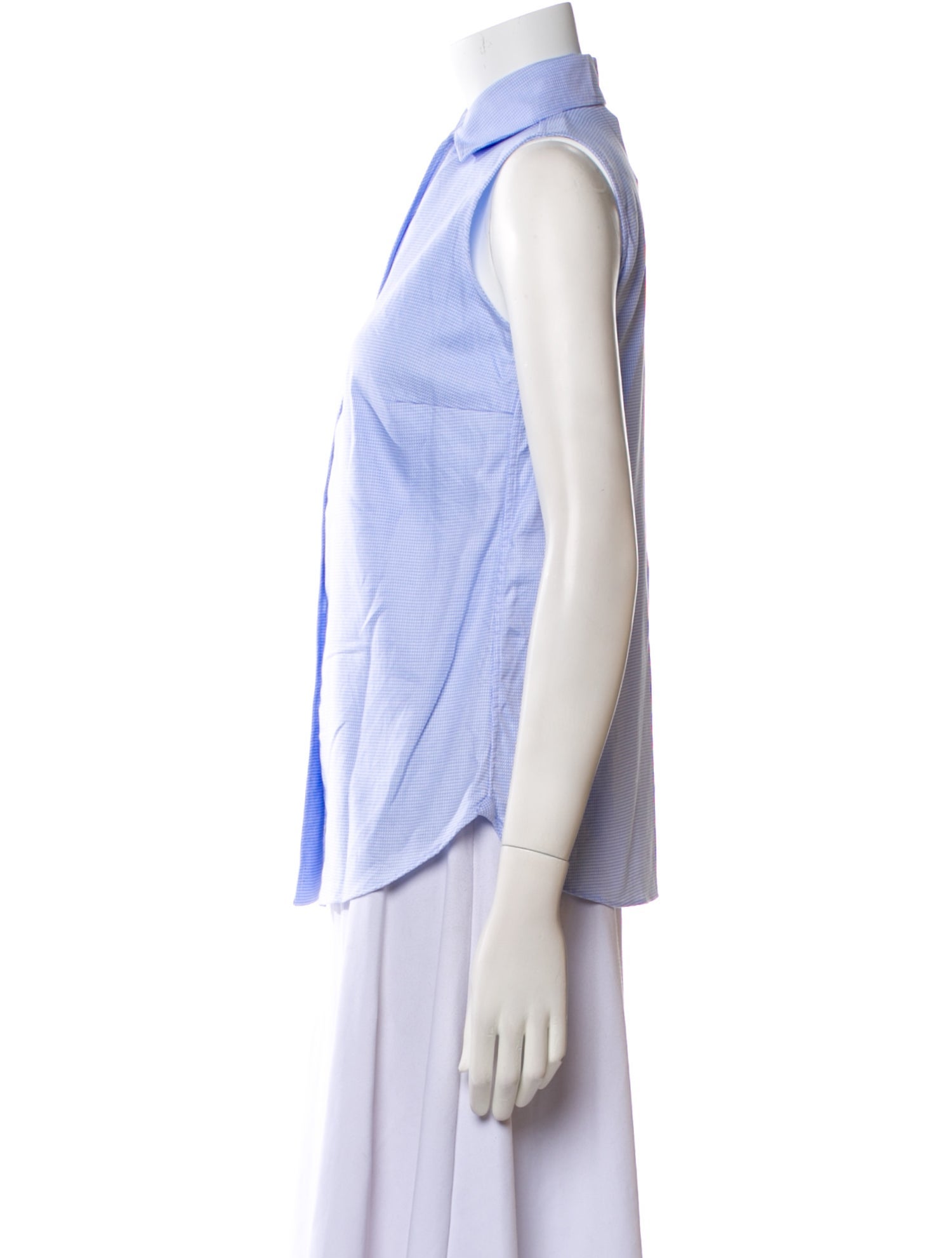 Sharis Place Private Label Houndstooth Print Sleeveless Button-Up Top