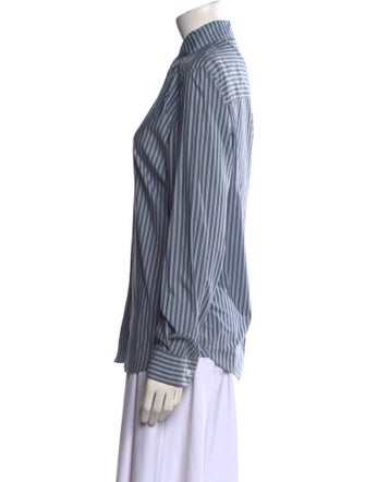 Sharis Place Private Label Striped Long Sleeve Button-Up Top