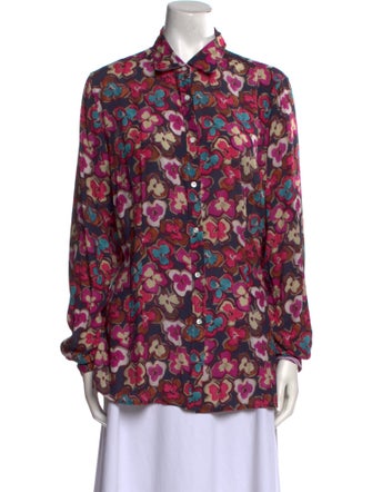 Sharis Place Private Label Floral Print Long Sleeve Button-Up Top