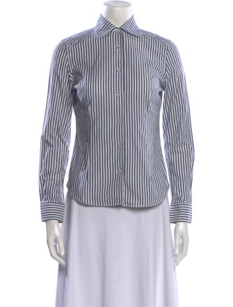 Sharis Place Private Label Striped Long Sleeve Button-Up Top
