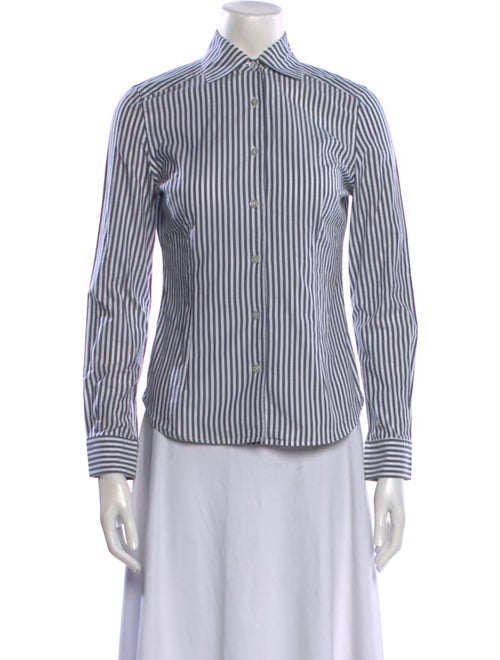 Sharis Place Private Label Striped Long Sleeve Button-Up Top