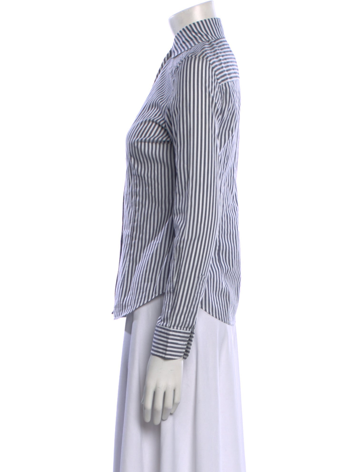 Sharis Place Private Label Striped Long Sleeve Button-Up Top