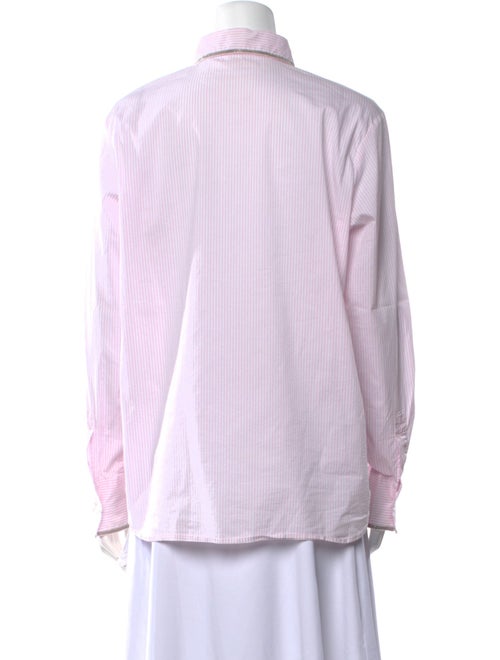 Sharis Place Private Label Striped Long Sleeve Button-Up Top