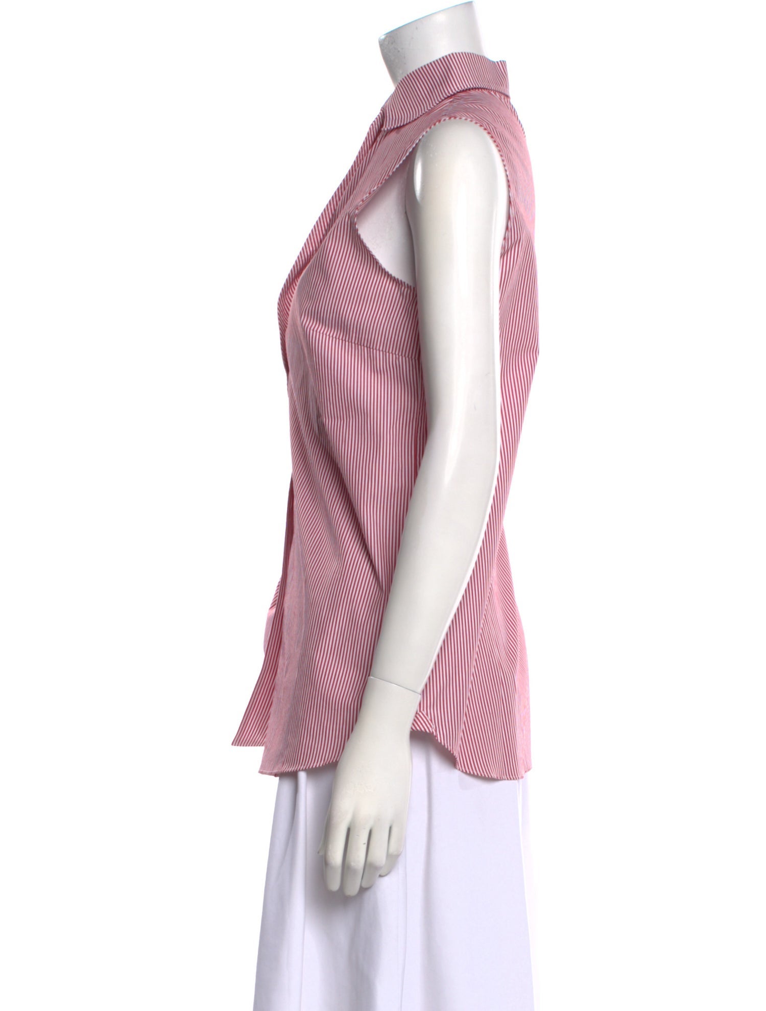 Sharis Place Private Label Striped Mock Neck Button-Up Top w/ Tags