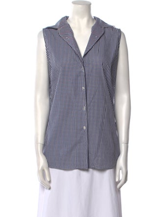 Sharis Place Private Label Plaid Print V-Neck Button-Up Top