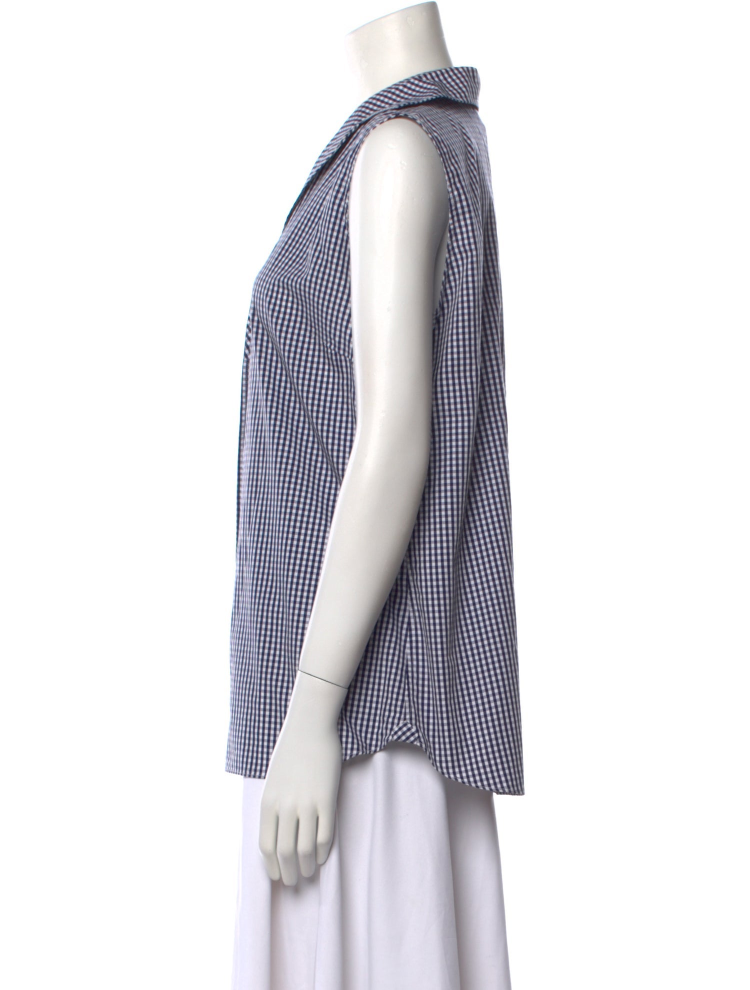 Sharis Place Private Label Plaid Print V-Neck Button-Up Top