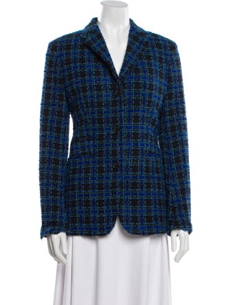 Sharis Place Private Label Wool Plaid Print Blazer