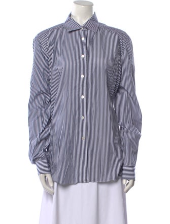 Sharis Place Private Label Striped Long Sleeve Button-Up Top