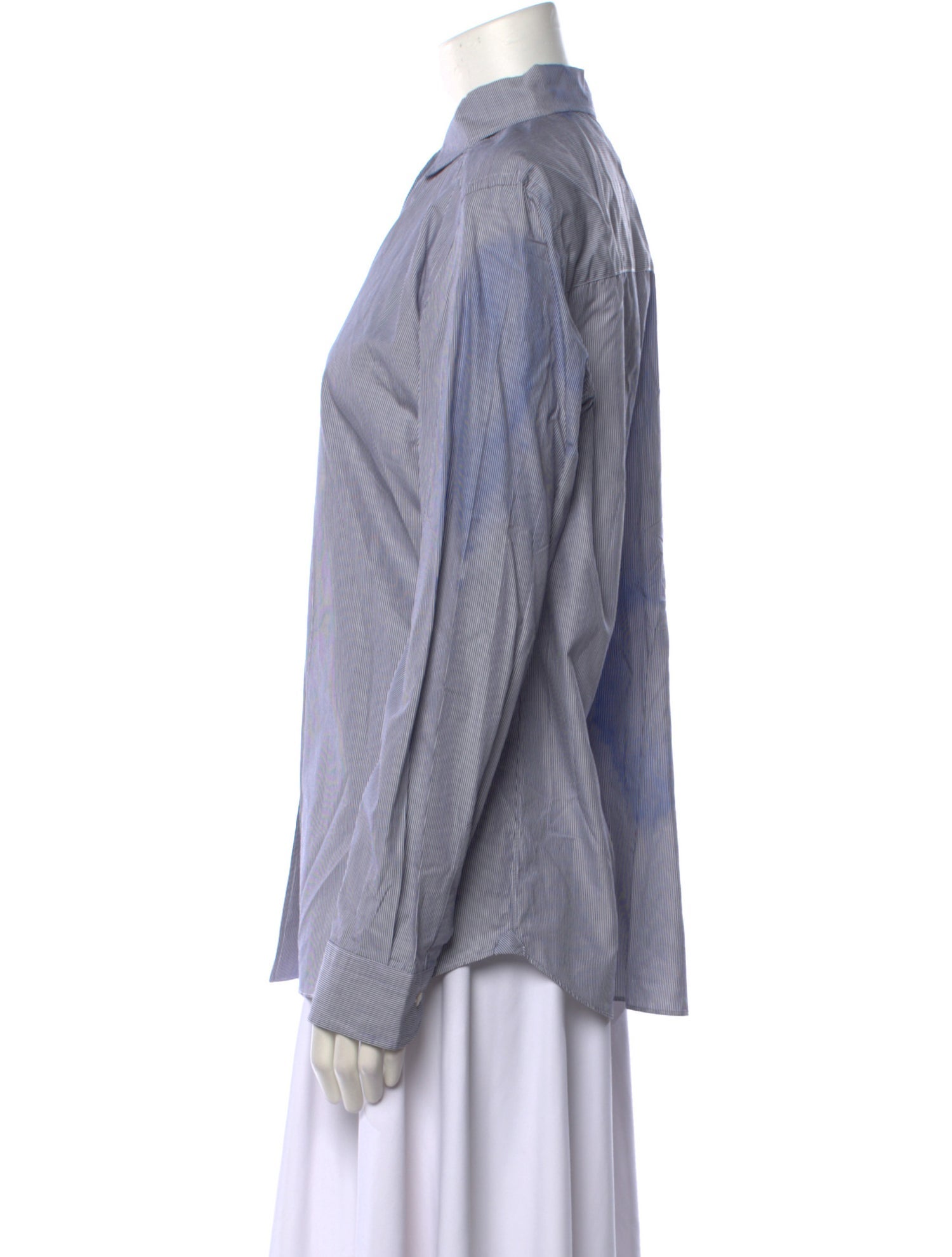 Sharis Place Private Label Striped Long Sleeve Button-Up Top