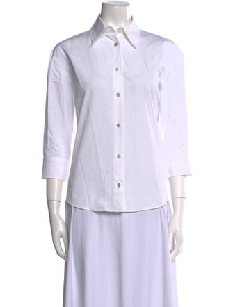 Sharis Place Private Label Three-Quarter Sleeve Button-Up Top